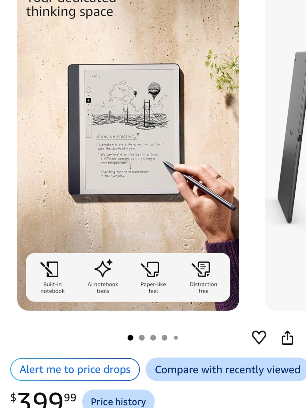 eBook Reader Tablet with Paper-like Display — Black & Silver